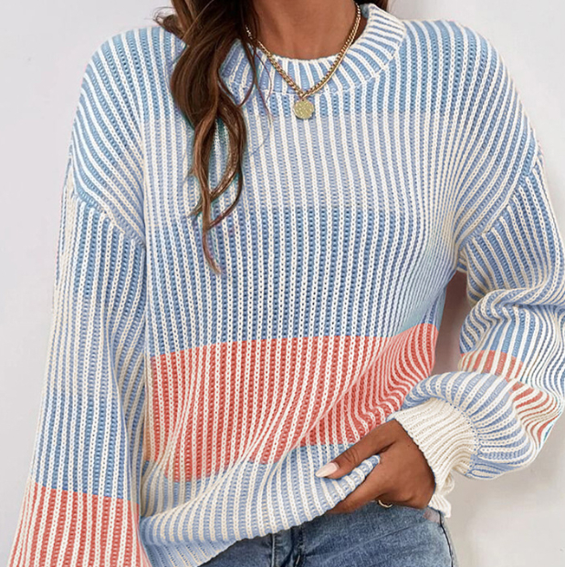 Pull décontracté à col rond et chaud