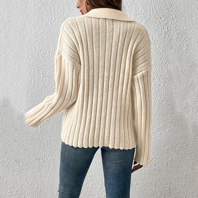 Pull décontracté à col polo pour femme